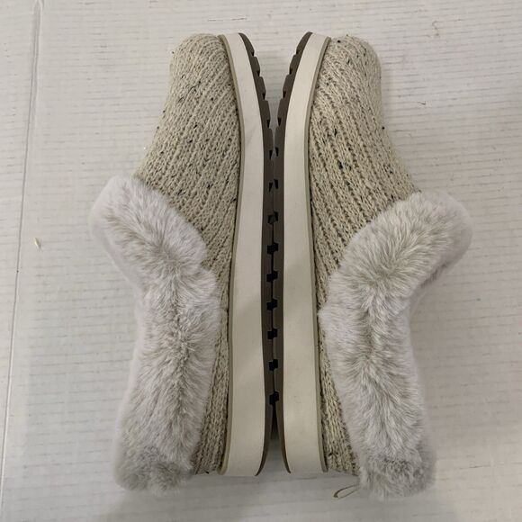 Skechers Bobs Womens 10 Slippers Keepsakes Ice Angel Fuzzy Cable Knit Cream - Picture 6 of 8